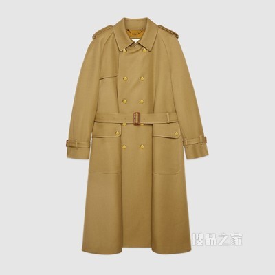 饰Gucci Boutique标签羊毛风衣 驼色