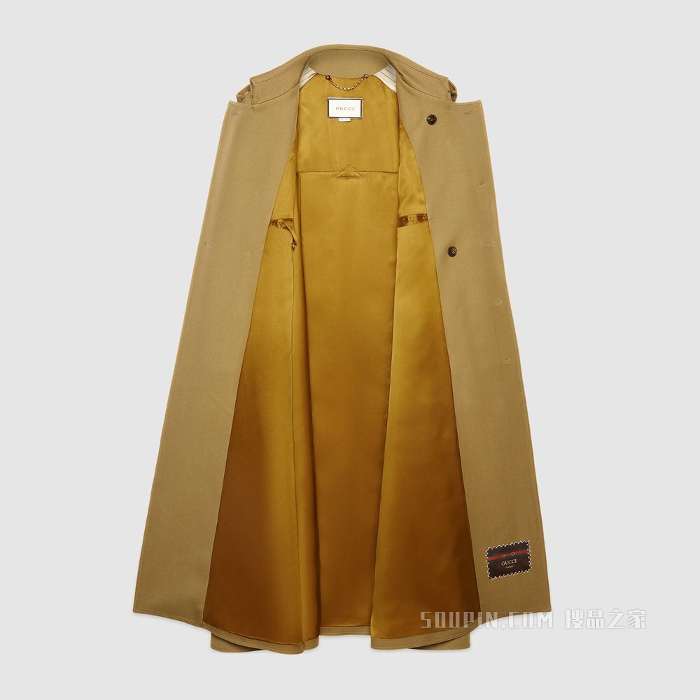 饰Gucci Boutique标签羊毛风衣 驼色