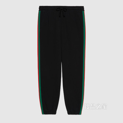 The North Face x Gucci联名系列织带印花棉质慢跑长裤 黑色
