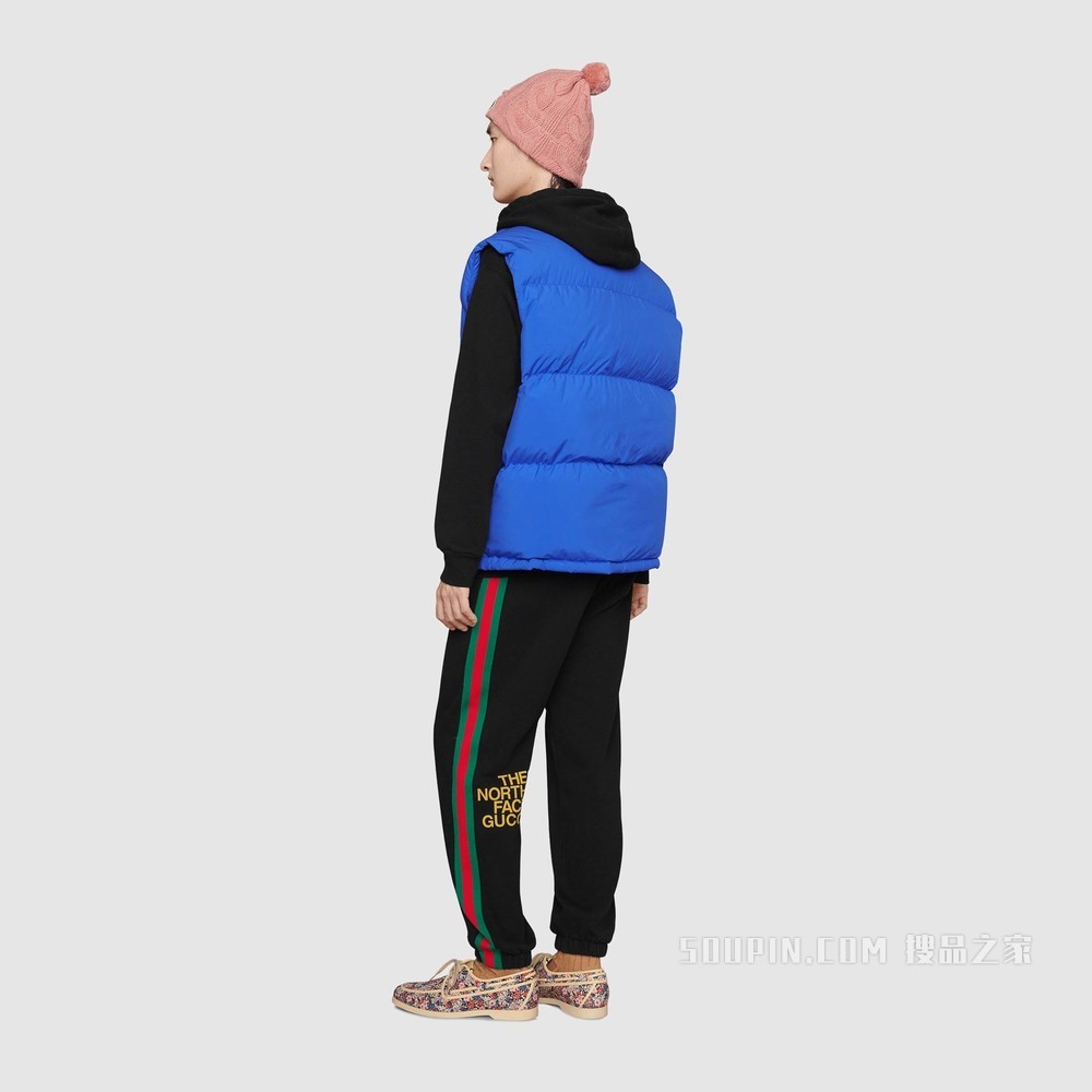 The North Face x Gucci联名系列织带印花棉质慢跑长裤 黑色