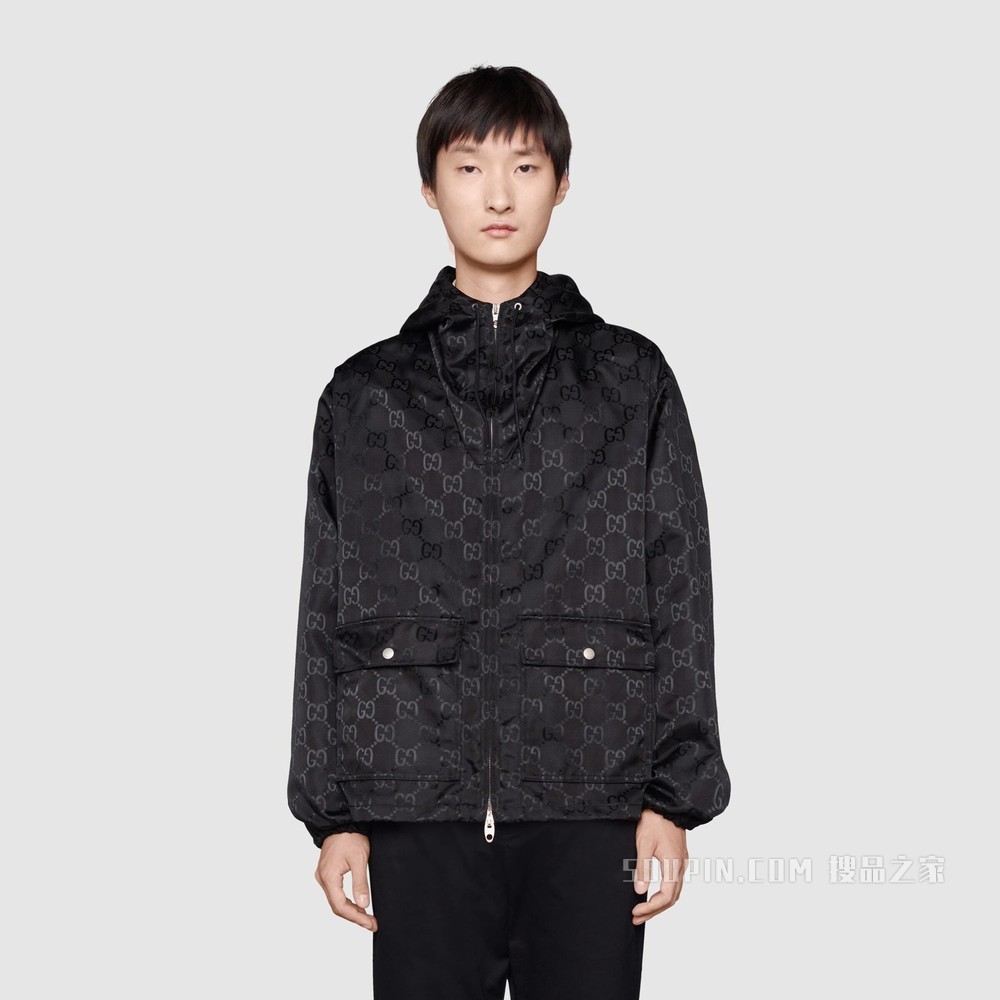 Gucci Off The Grid系列兜帽夹克 黑色GG ECONYL®