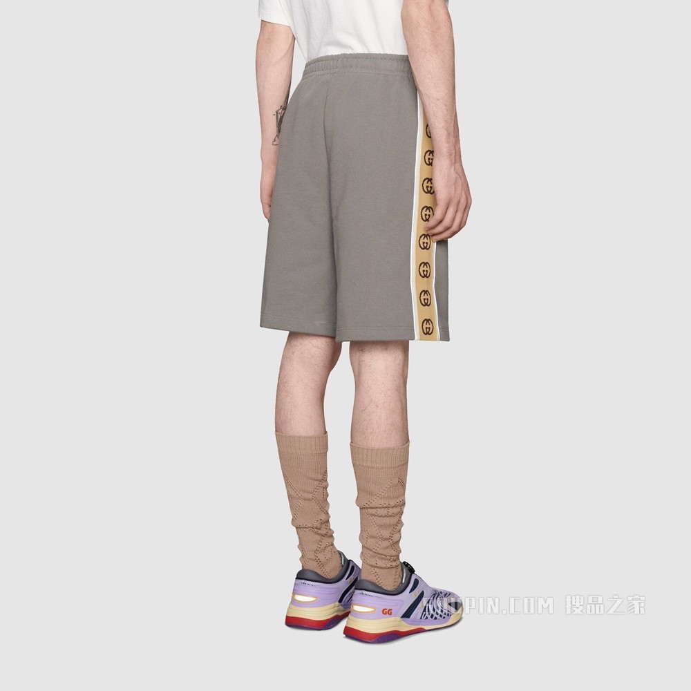 针织棉短裤 灰色