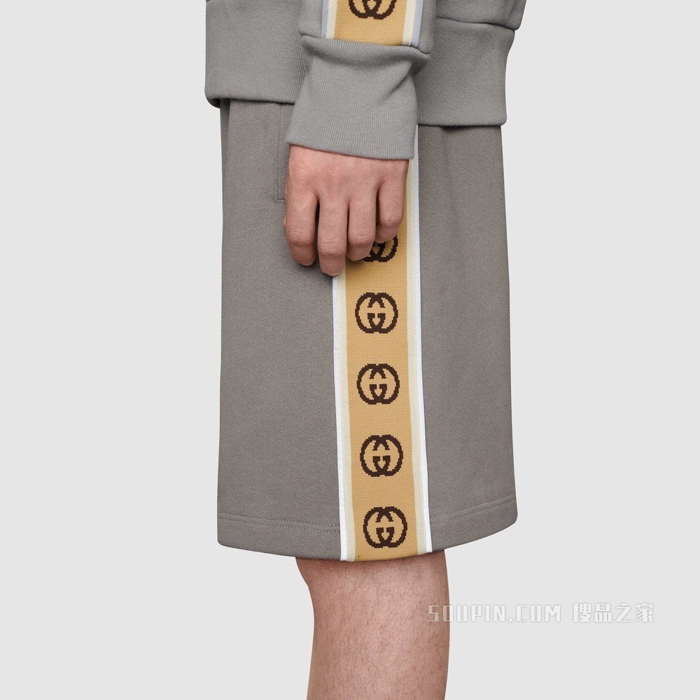 针织棉短裤 灰色