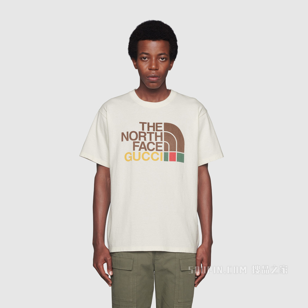 The North Face x Gucci联名系列男士超大造型T恤 象牙白