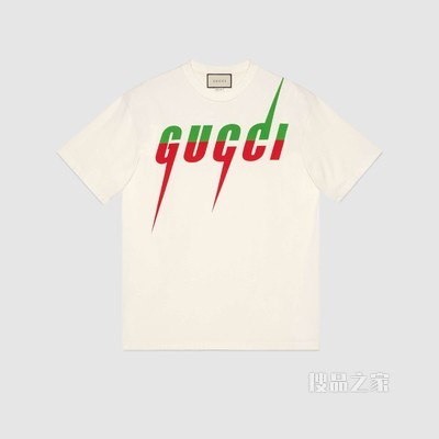 Gucci锋刃印花T恤 白色棉布
