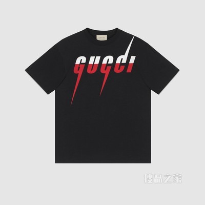 Gucci锋刃印花T恤 黑色棉布