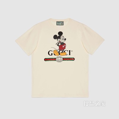 Disney x Gucci超大造型T恤 白色棉布