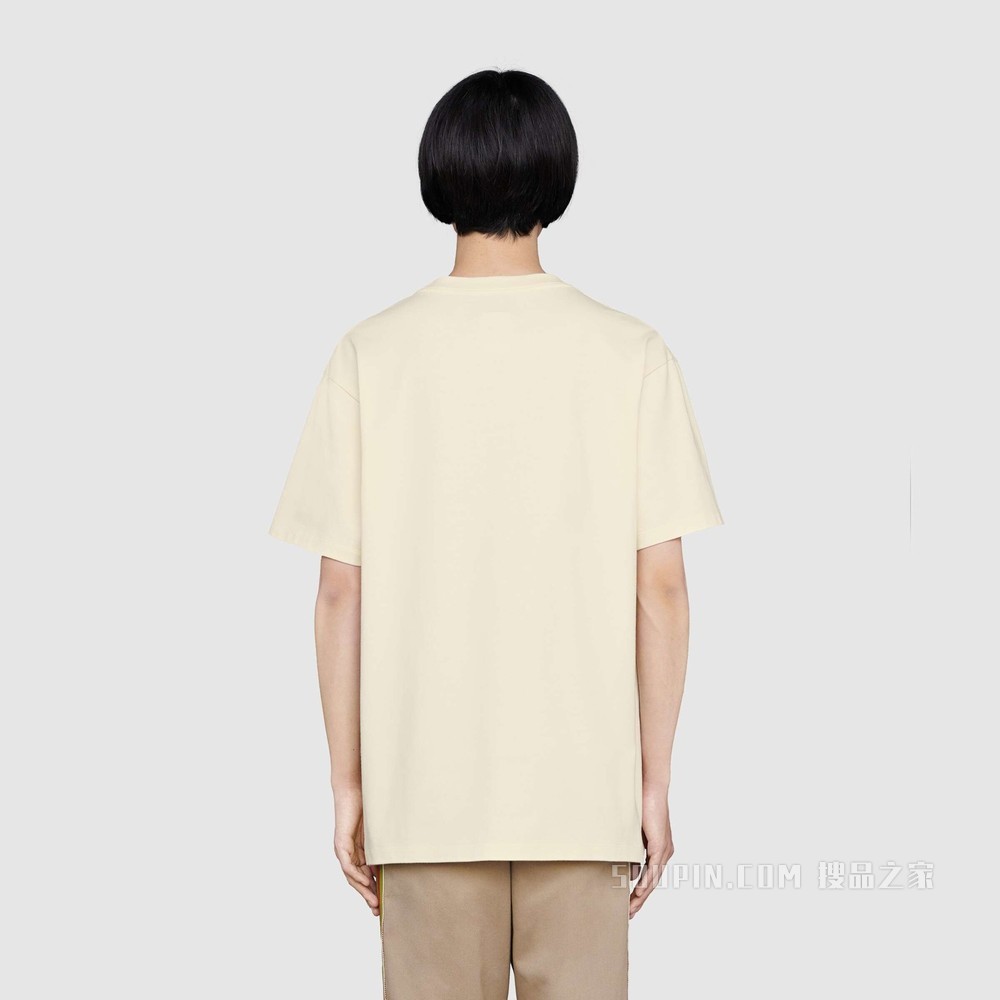 Disney x Gucci超大造型T恤 白色棉布
