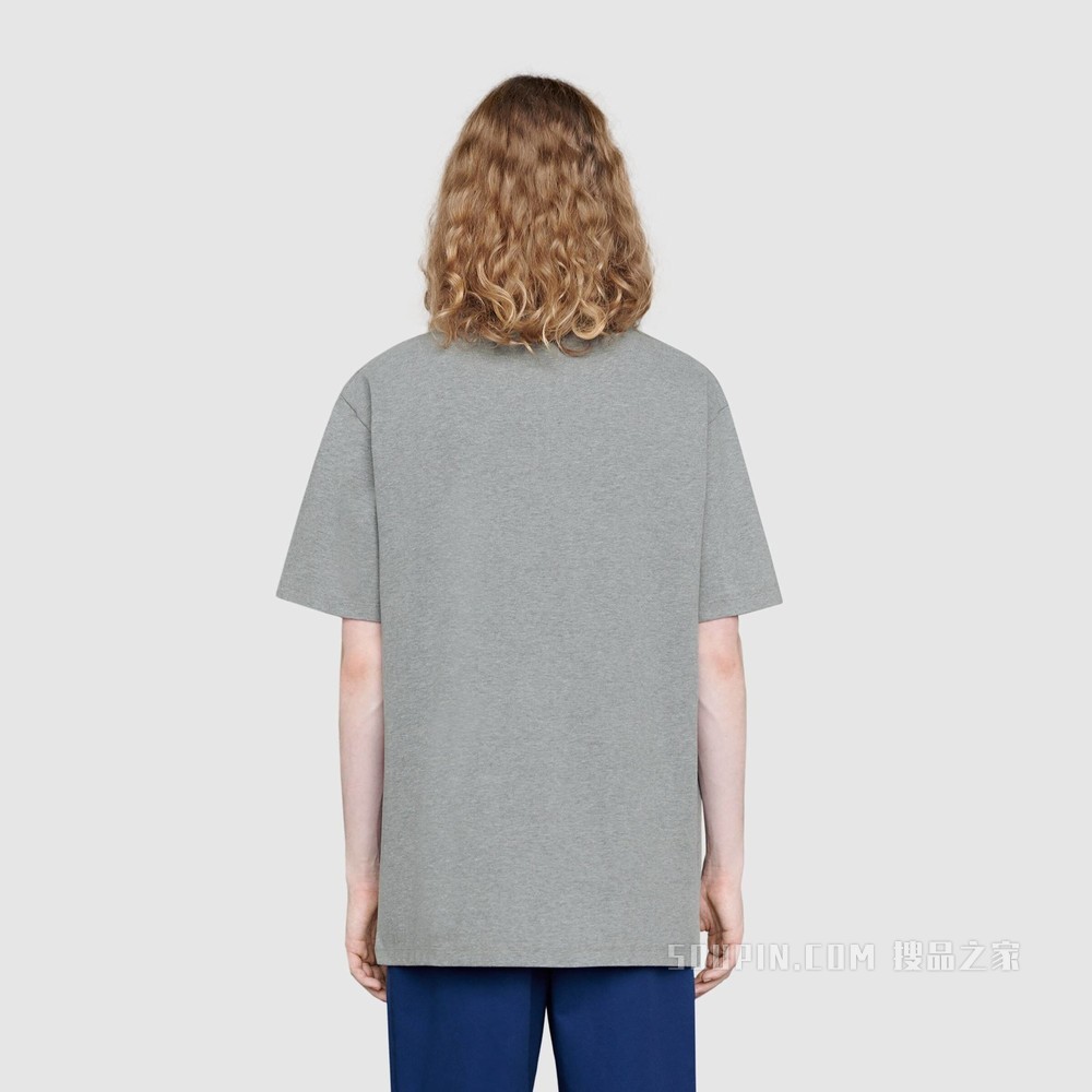 Disney x Gucci超大版型T恤 灰色棉布