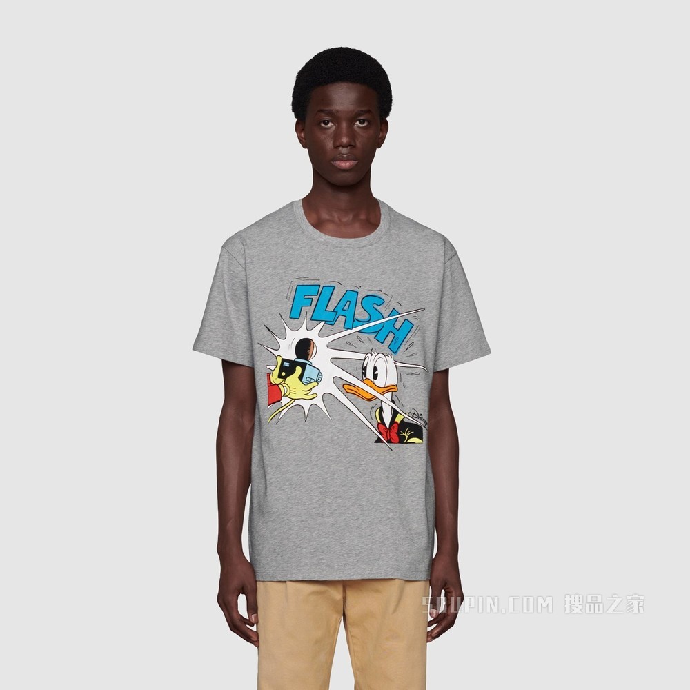 Disney x Gucci唐老鸭印花T恤 灰色