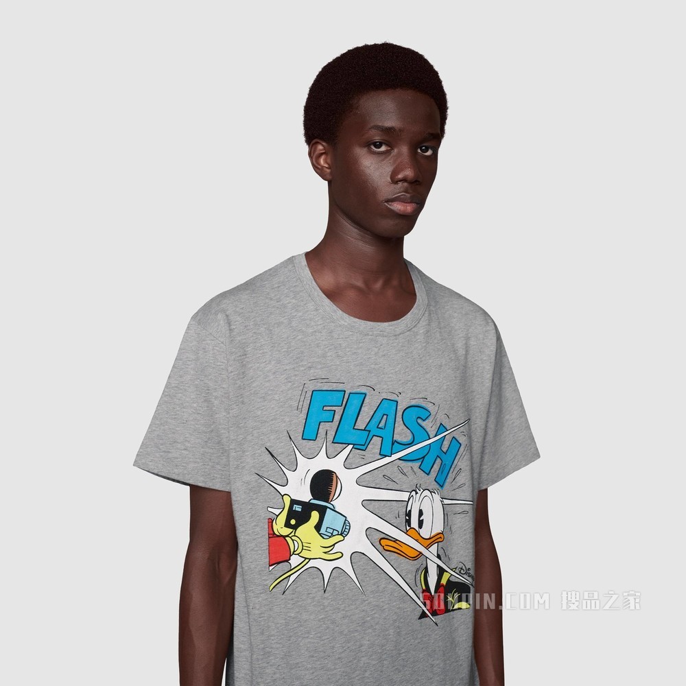 Disney x Gucci唐老鸭印花T恤 灰色