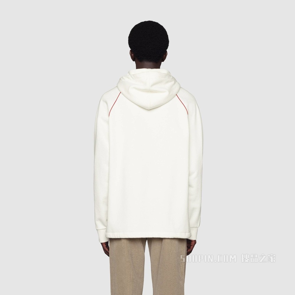 饰织带和Gucci标签卫衣 象牙白