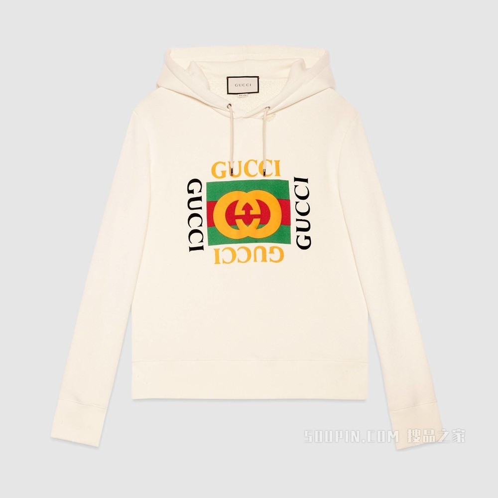 饰Gucci标识超大造型卫衣 白色针织棉