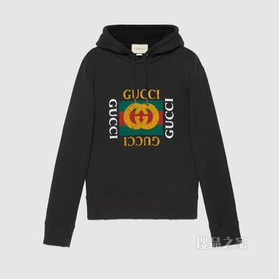 Gucci印花纯棉卫衣 黑色针织棉