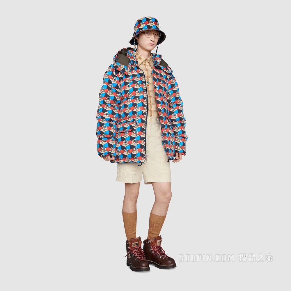 The North Face x Gucci联名系列尼龙短裤 米色