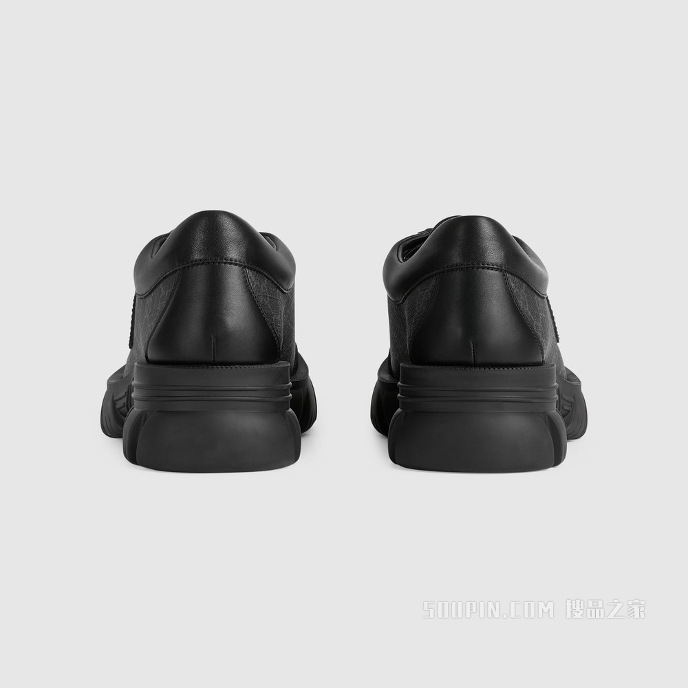 男士互扣式双G系带鞋 黑色GG Supreme帆布