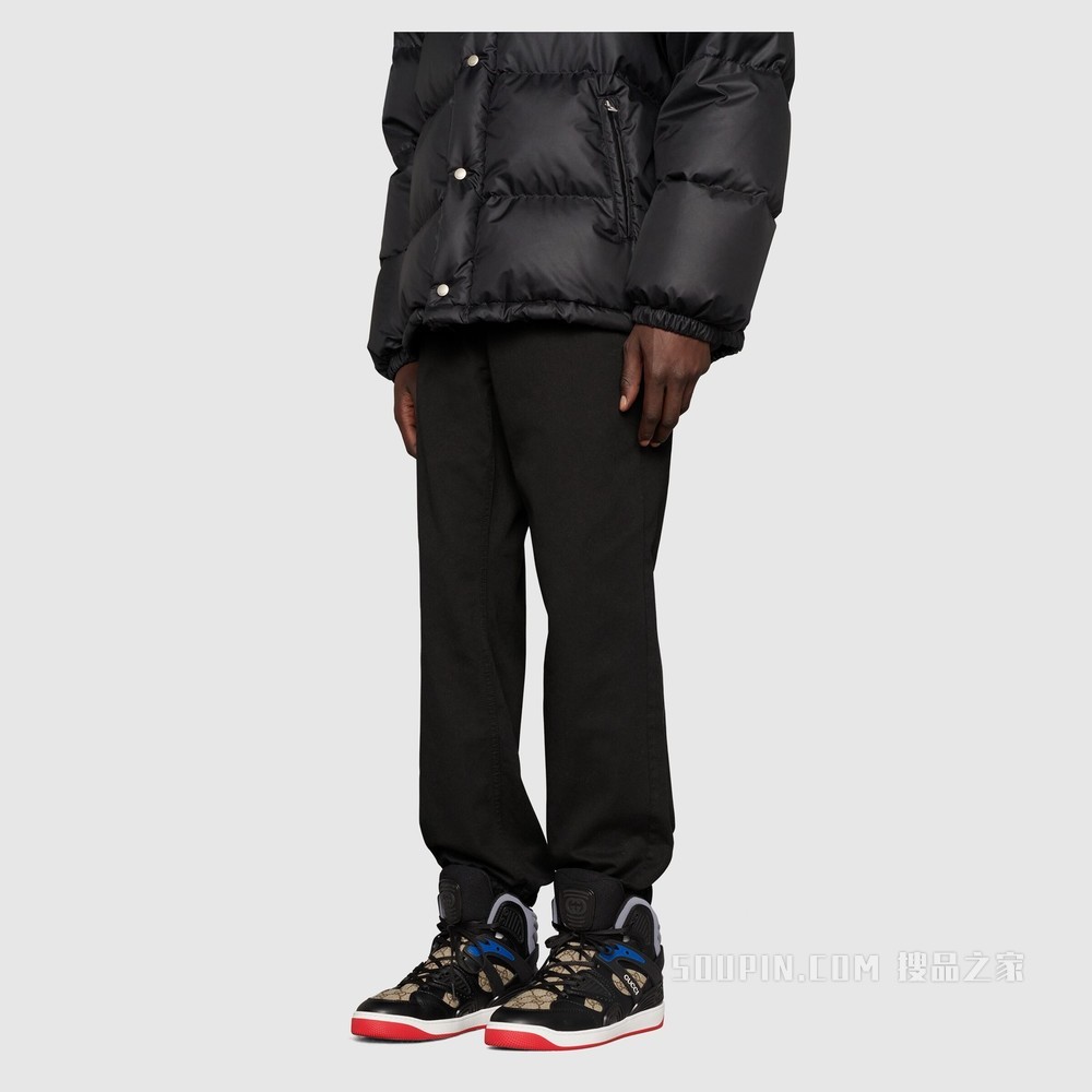 Gucci Basket男士高帮球鞋 黑色可持续材料Demetra