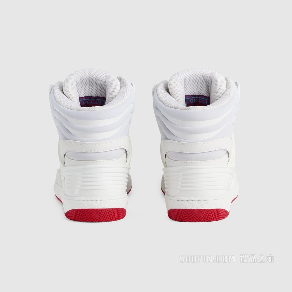 Gucci Basket男士高帮球鞋 白色可持续材料Demetra