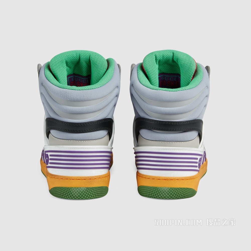 Gucci Basket男士高帮球鞋 黑色可持续材料Demetra