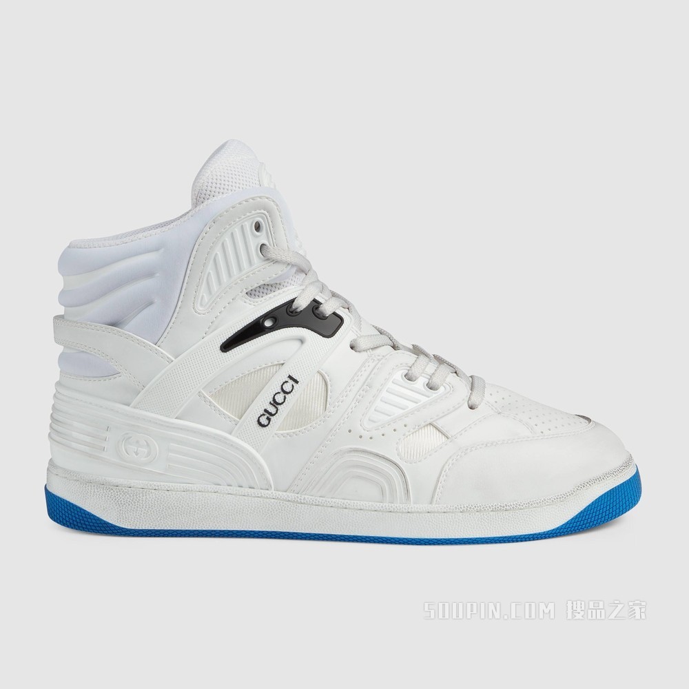 Gucci Basket男士高帮球鞋 白色可持续材料Demetra