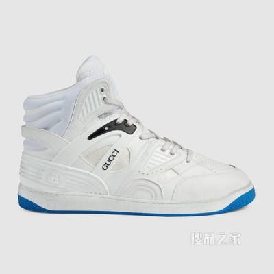 Gucci Basket男士高帮球鞋 白色可持续材料Demetra
