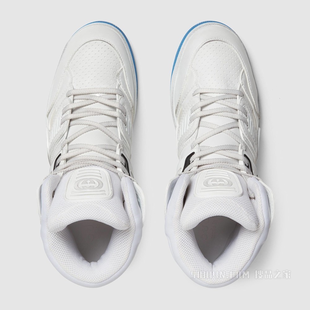 Gucci Basket男士高帮球鞋 白色可持续材料Demetra