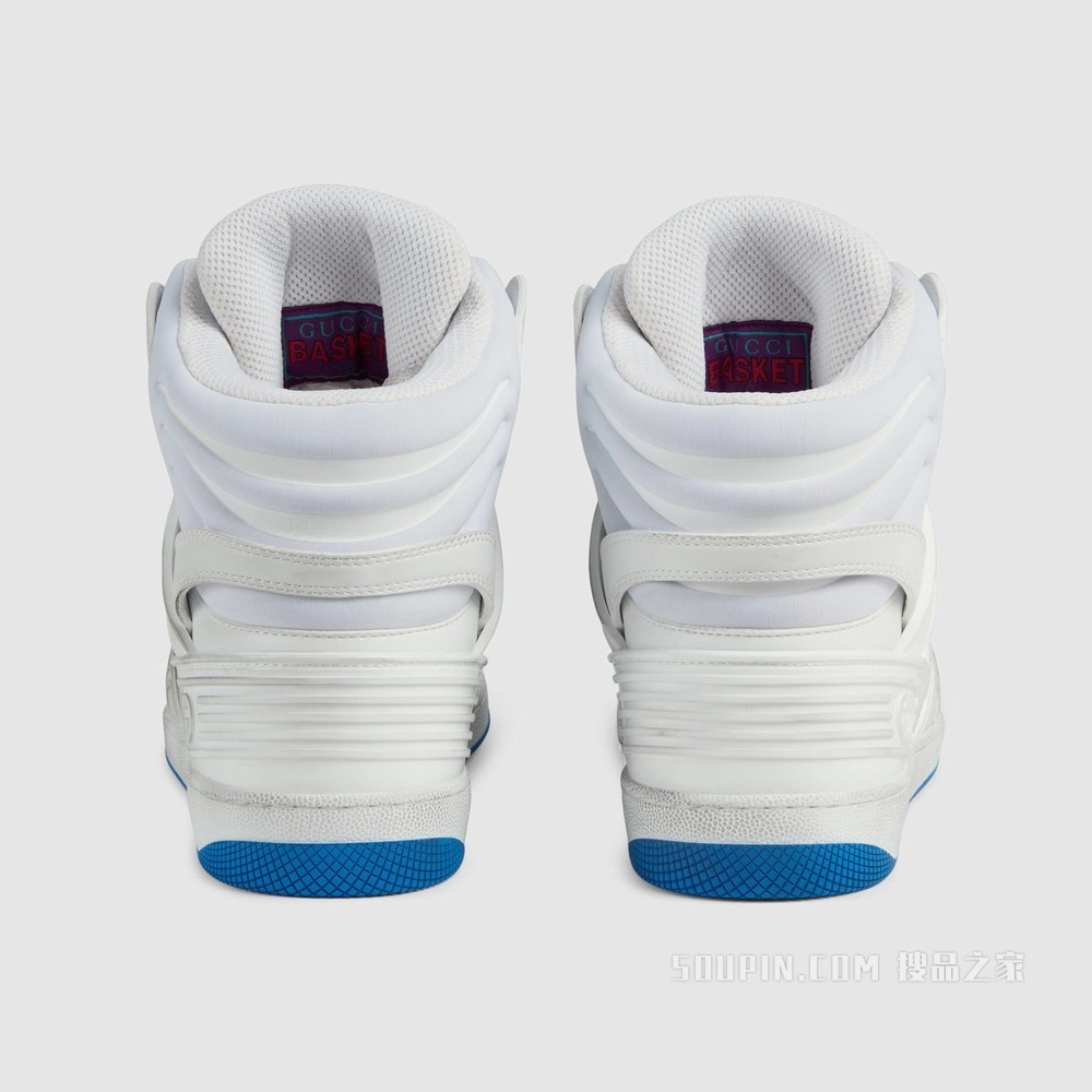 Gucci Basket男士高帮球鞋 白色可持续材料Demetra