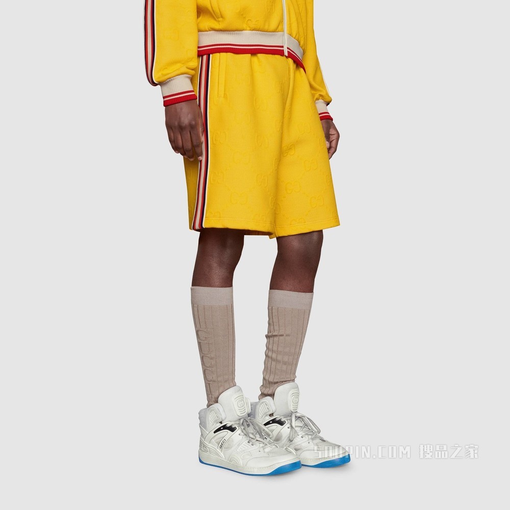 Gucci Basket男士高帮球鞋 白色可持续材料Demetra