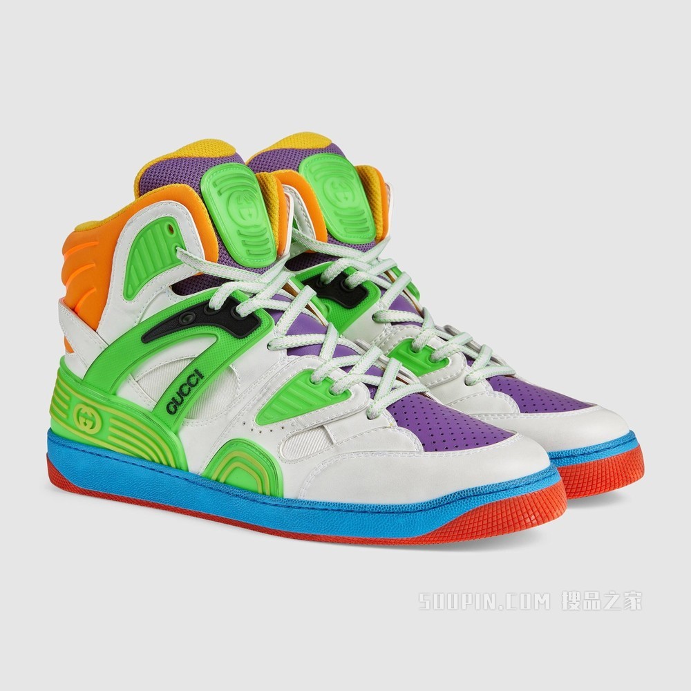 Gucci Basket男士高帮球鞋 彩色可持续材料Demetra