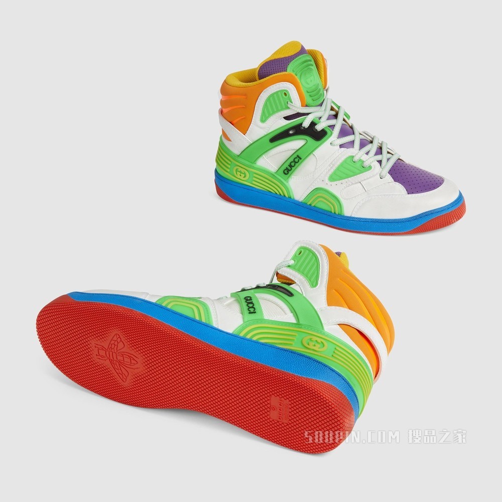 Gucci Basket男士高帮球鞋 彩色可持续材料Demetra
