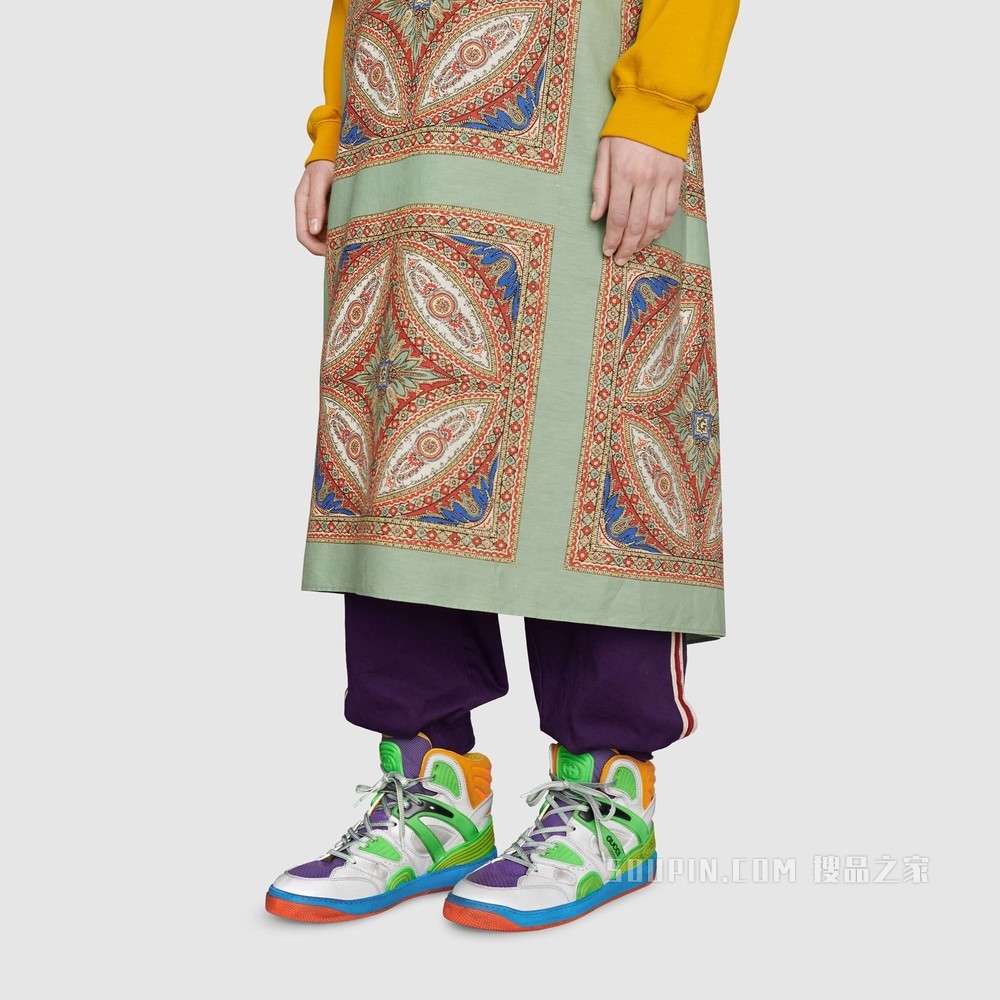 Gucci Basket男士高帮球鞋 彩色可持续材料Demetra