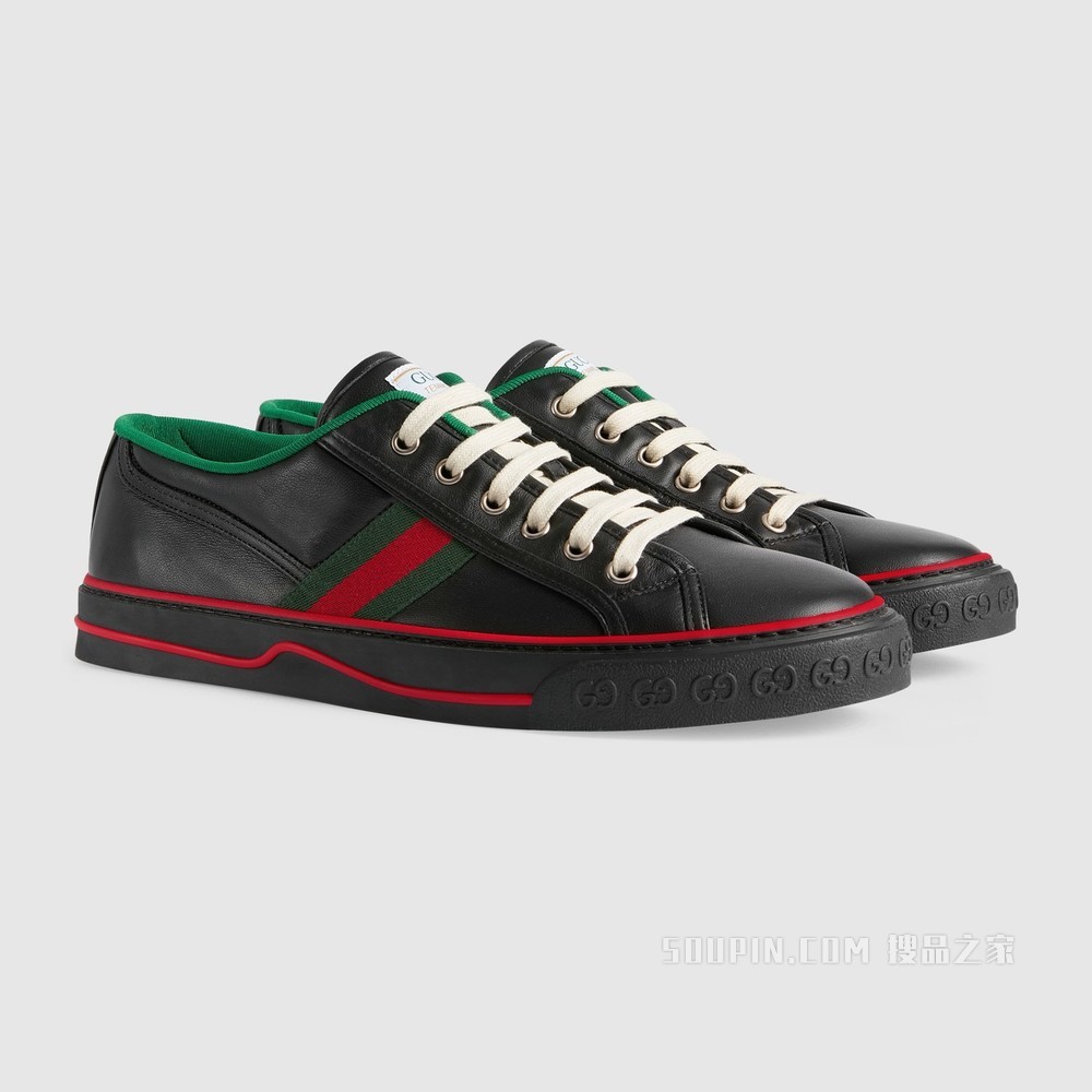 Gucci Tennis 1977系列男士运动鞋 黑色皮革