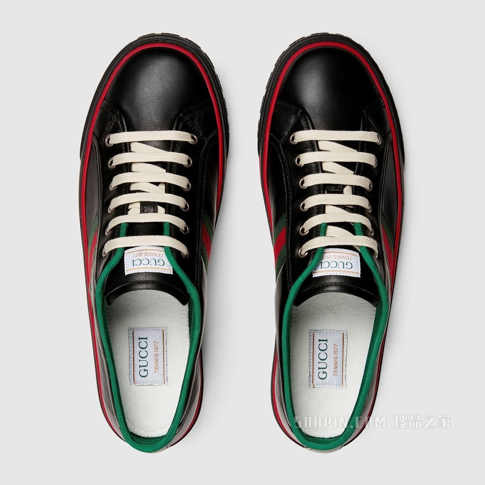 Gucci Tennis 1977系列男士运动鞋 黑色皮革