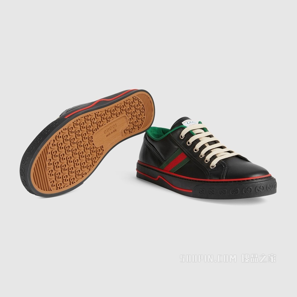 Gucci Tennis 1977系列男士运动鞋 黑色皮革