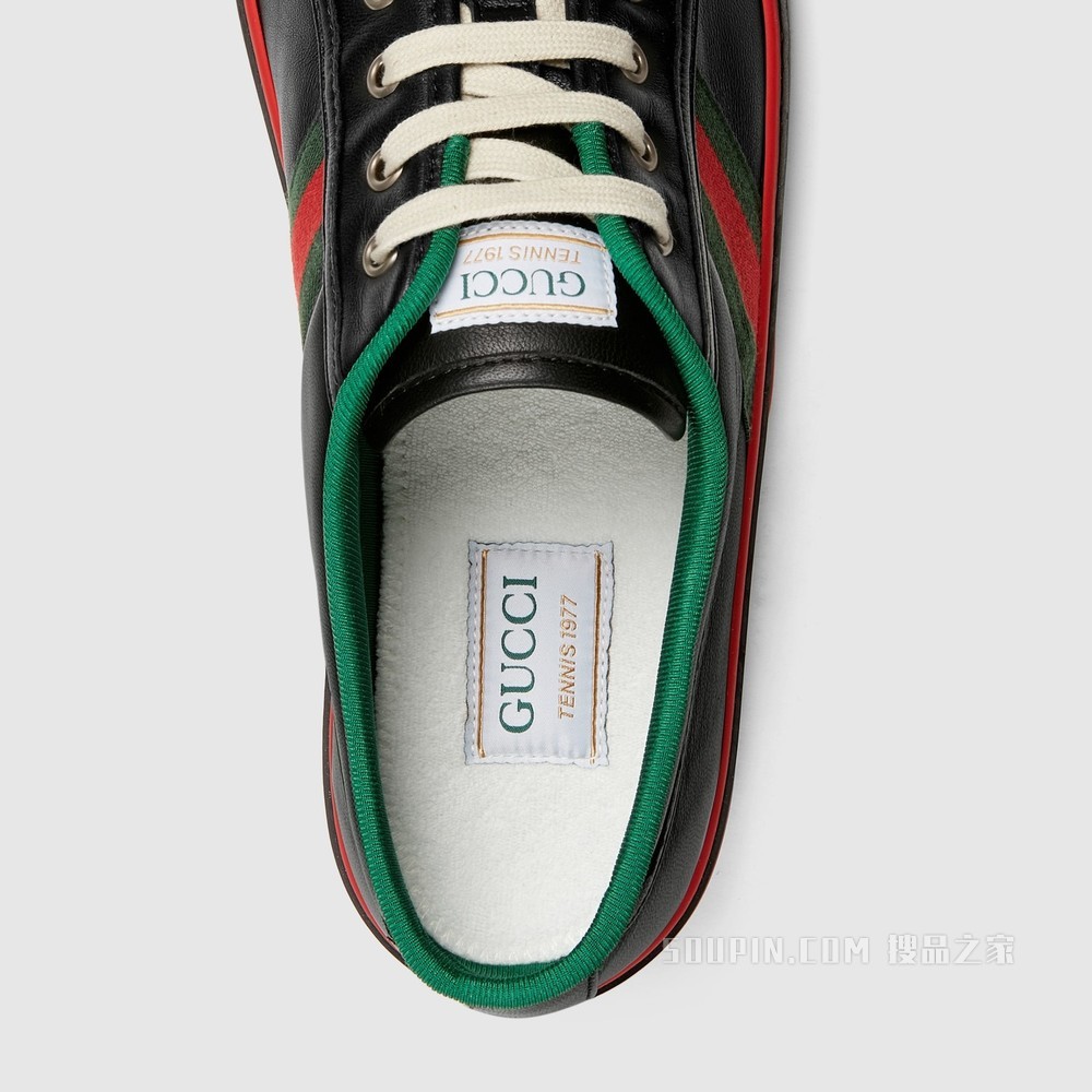 Gucci Tennis 1977系列男士运动鞋 黑色皮革