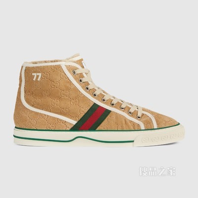 Gucci Tennis 1977系列男士运动鞋 奶黄色绒面材质