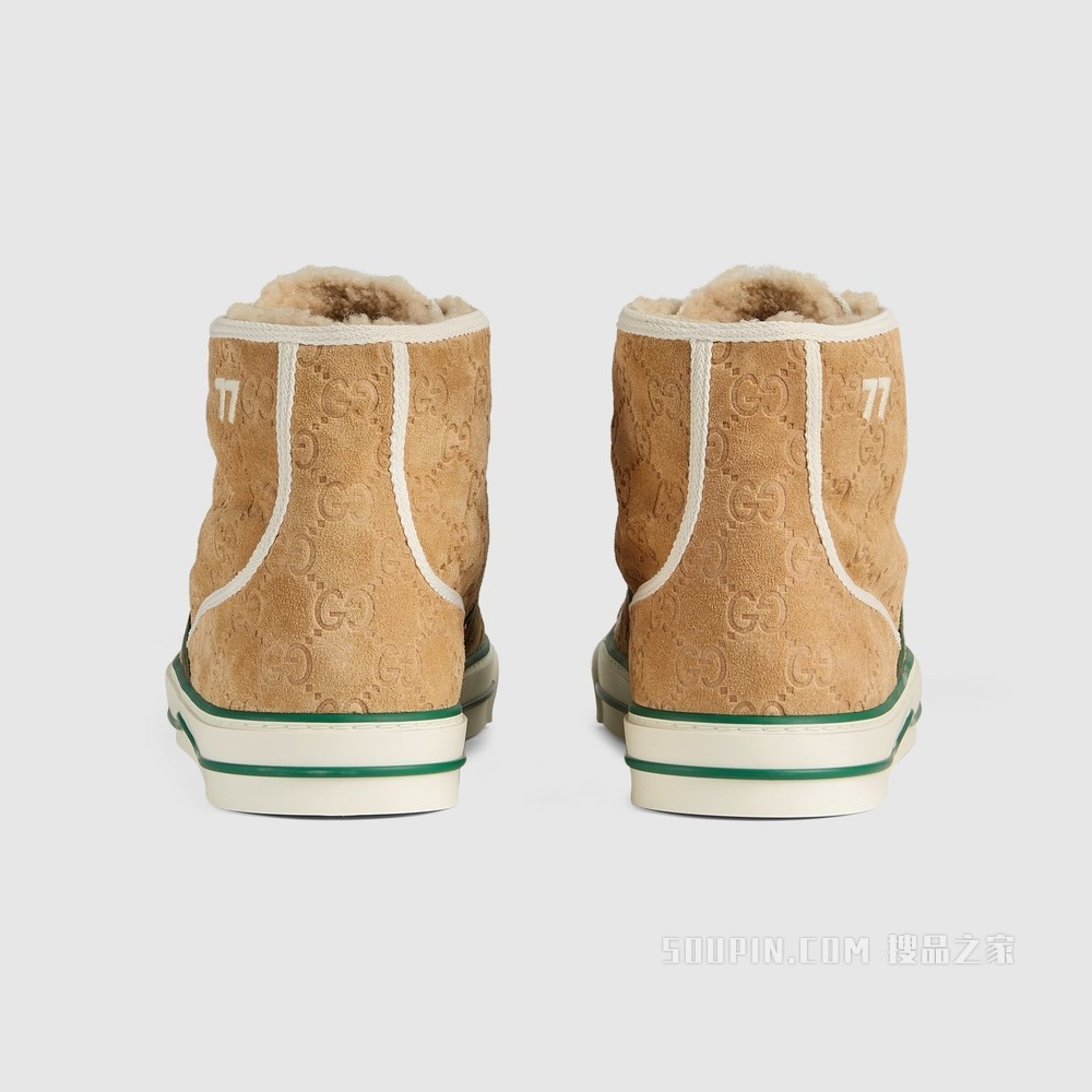 Gucci Tennis 1977系列男士运动鞋 奶黄色绒面材质