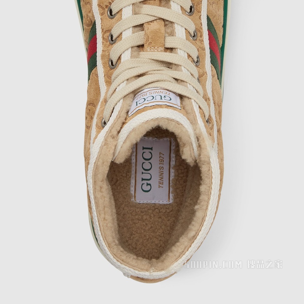 Gucci Tennis 1977系列男士运动鞋 奶黄色绒面材质