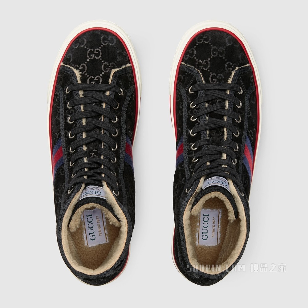 Gucci Tennis 1977系列男士运动鞋 黑色绒面材质