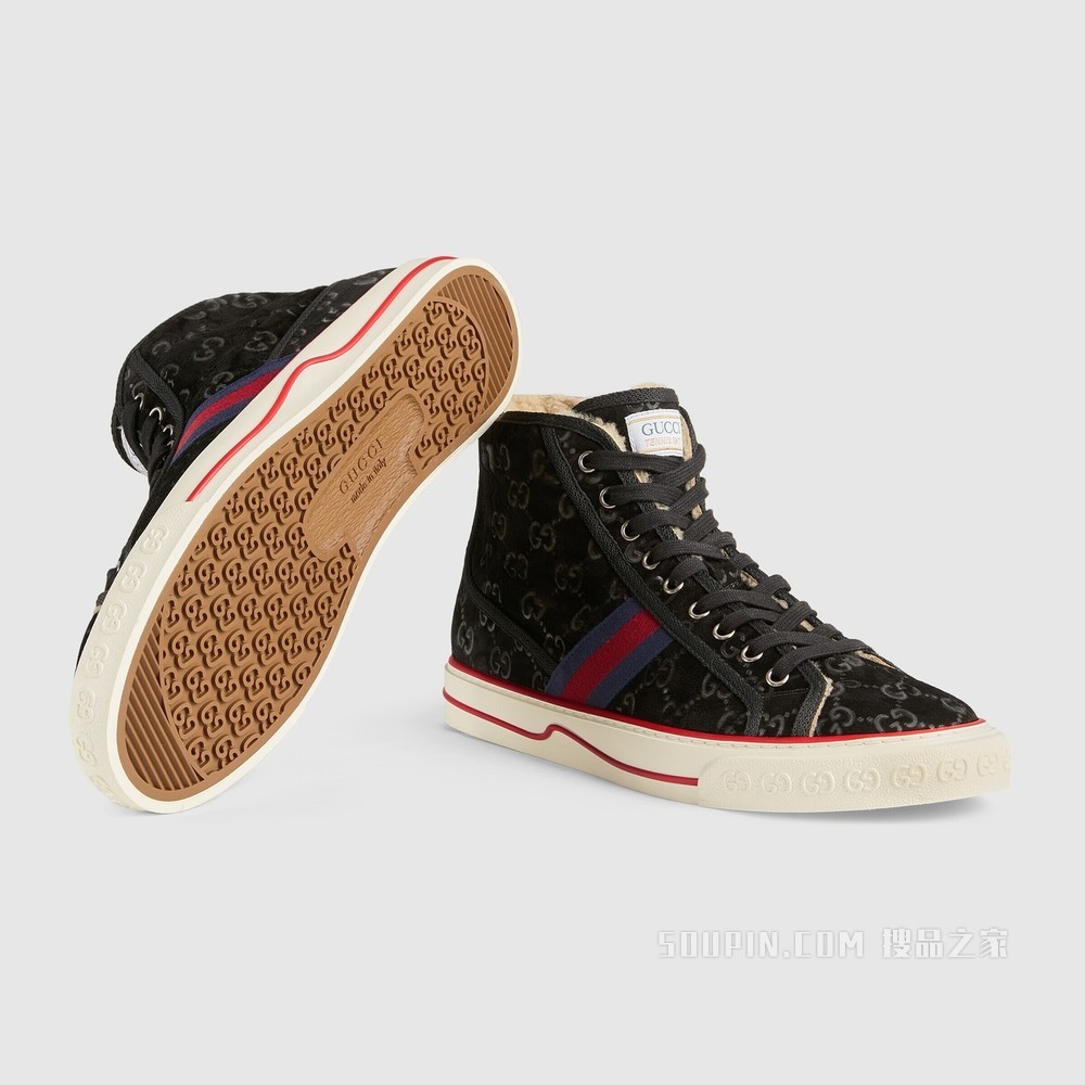 Gucci Tennis 1977系列男士运动鞋 黑色绒面材质