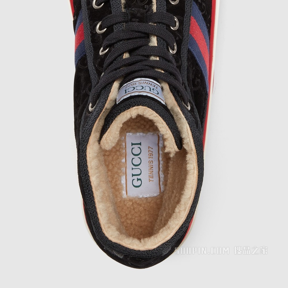 Gucci Tennis 1977系列男士运动鞋 黑色绒面材质