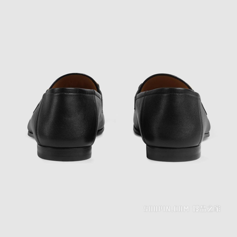 男士织带皮革马衔扣乐福鞋 黑色皮革