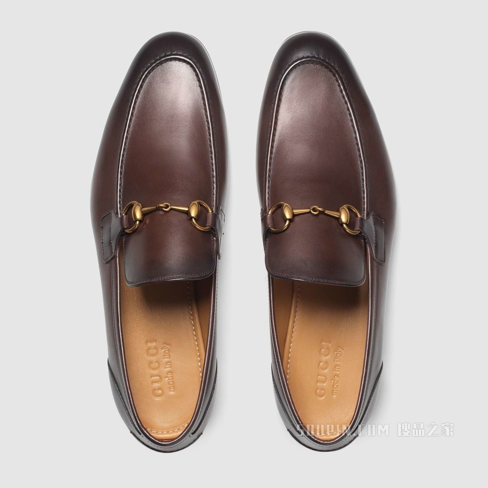 Gucci Jordaan系列皮革乐福鞋 深棕色皮革