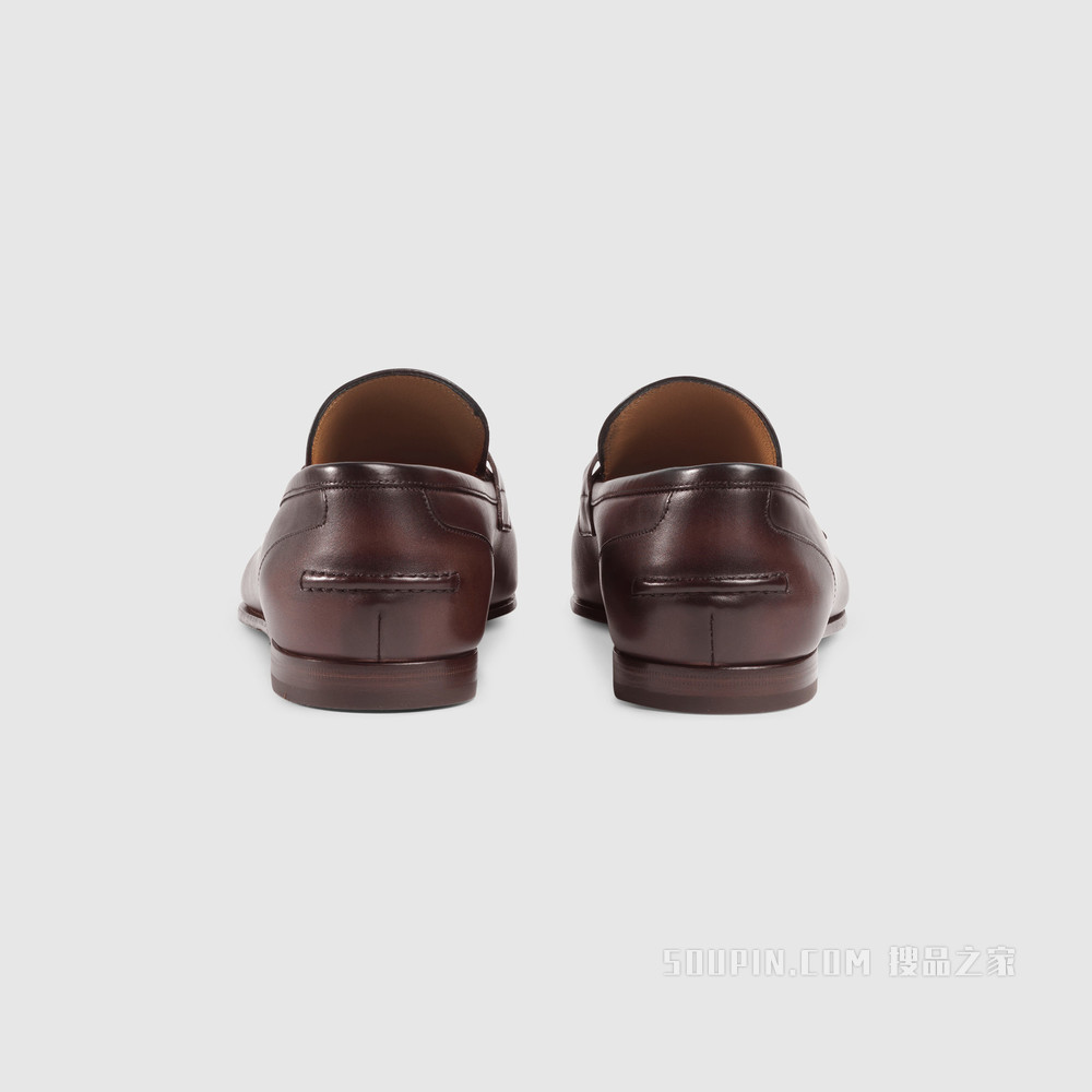 Gucci Jordaan系列皮革乐福鞋 深棕色皮革