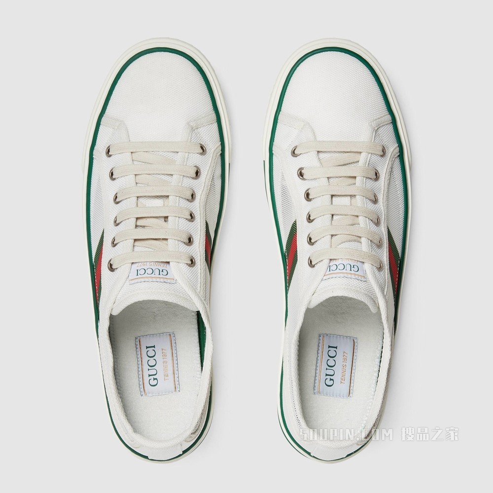 Gucci Tennis 1977系列男士运动鞋 白色网眼布