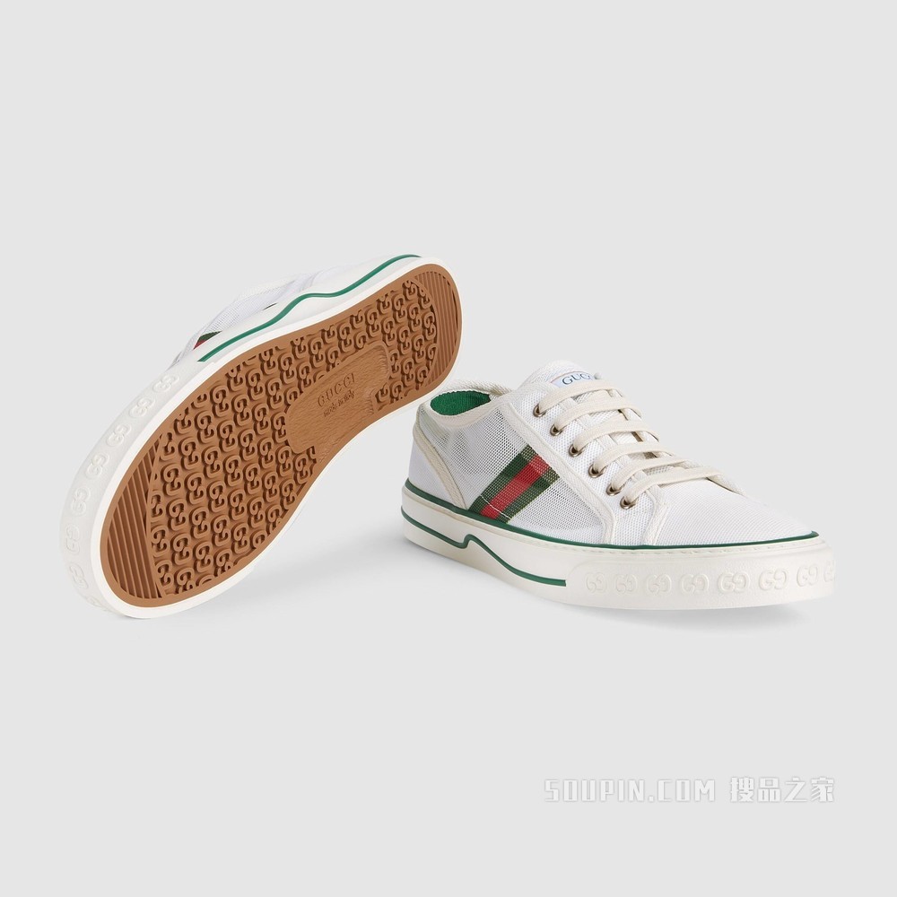 Gucci Tennis 1977系列男士运动鞋 白色网眼布