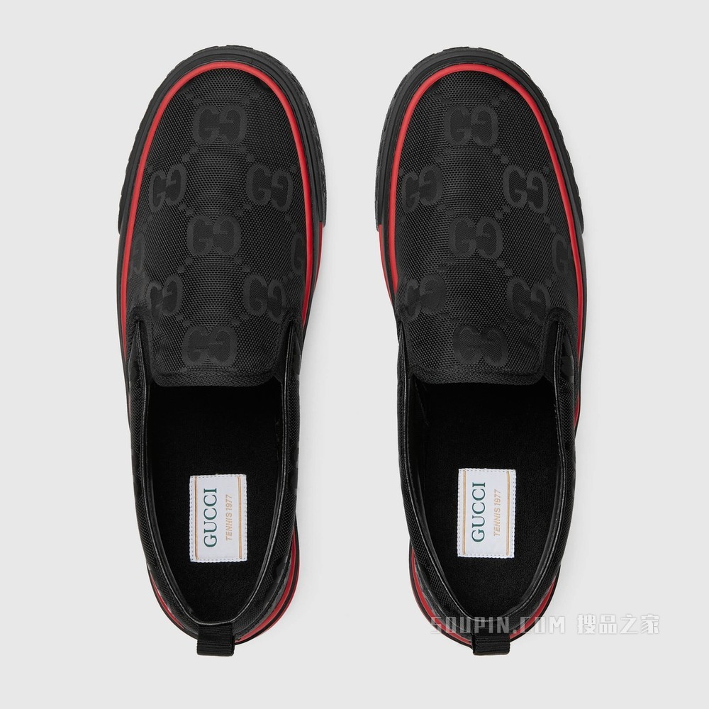 Gucci Off The Grid系列男士Gucci Tennis 1977运动鞋 黑色GG ECONYL®