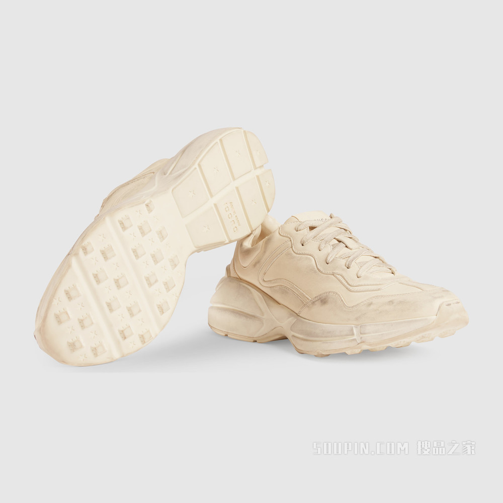 Rhyton 系列男士皮革运动鞋 象牙色皮革