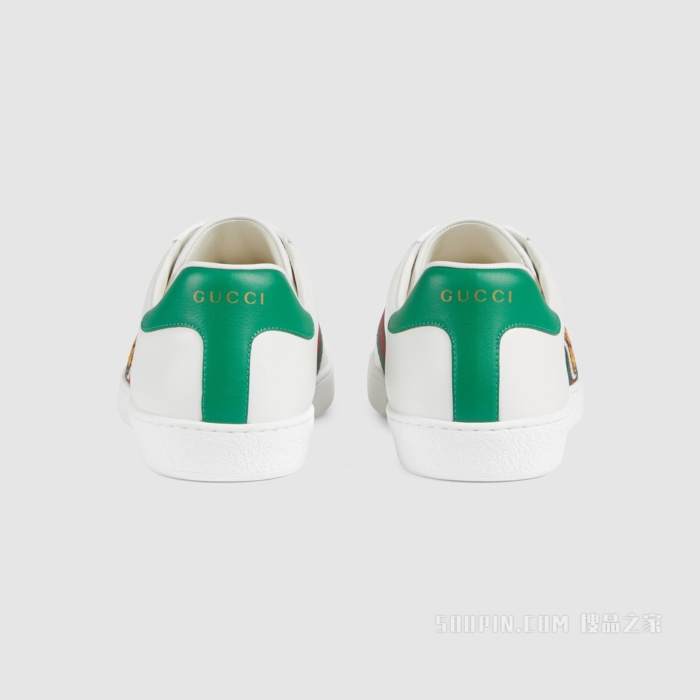 Disney x Gucci Ace系列唐老鸭印花男士运动鞋 白色皮革
