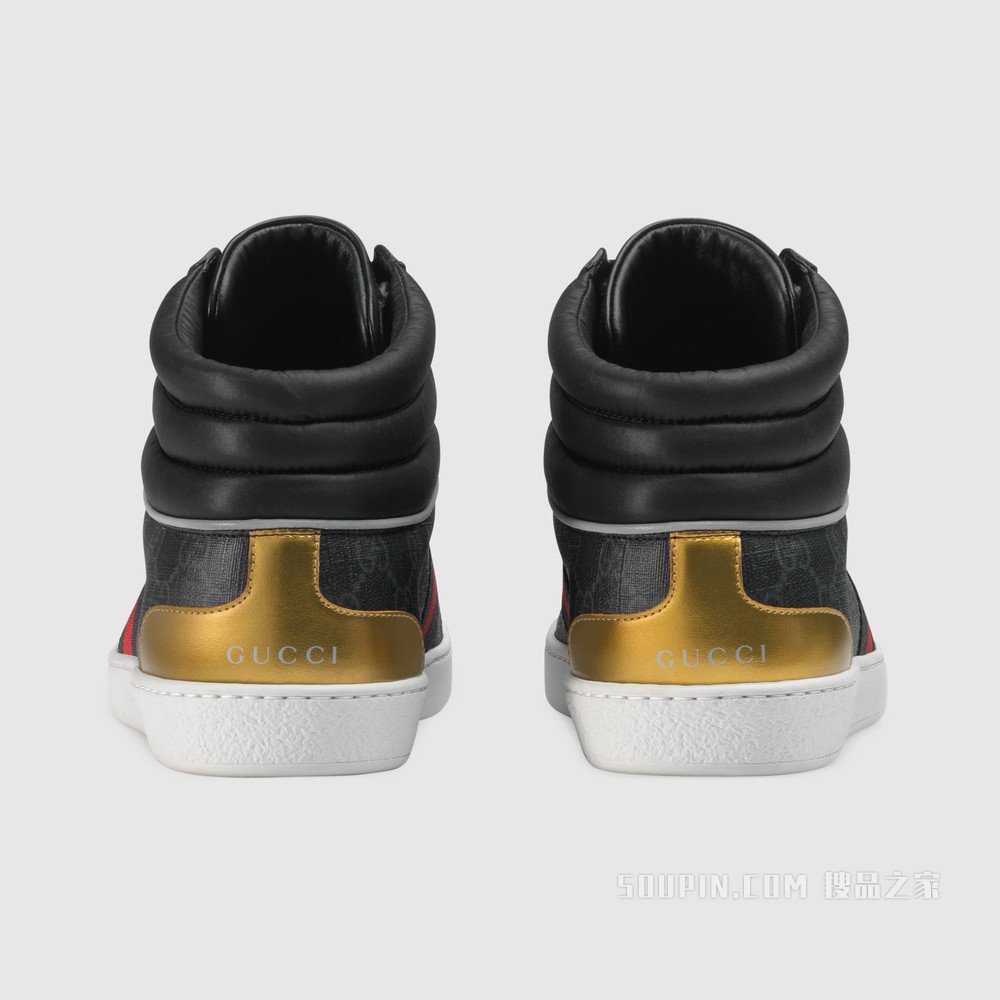 Ace系列男士GG高帮运动鞋 黑色GG Supreme帆布